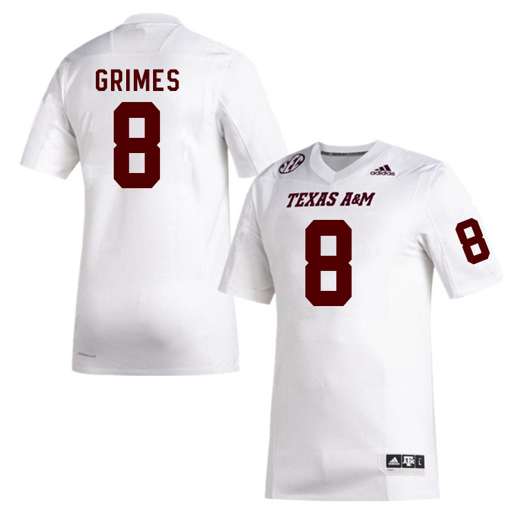 Men #8 Tony Grimes Texas A&M Aggies College Football Jerseys Stitched Sale-White